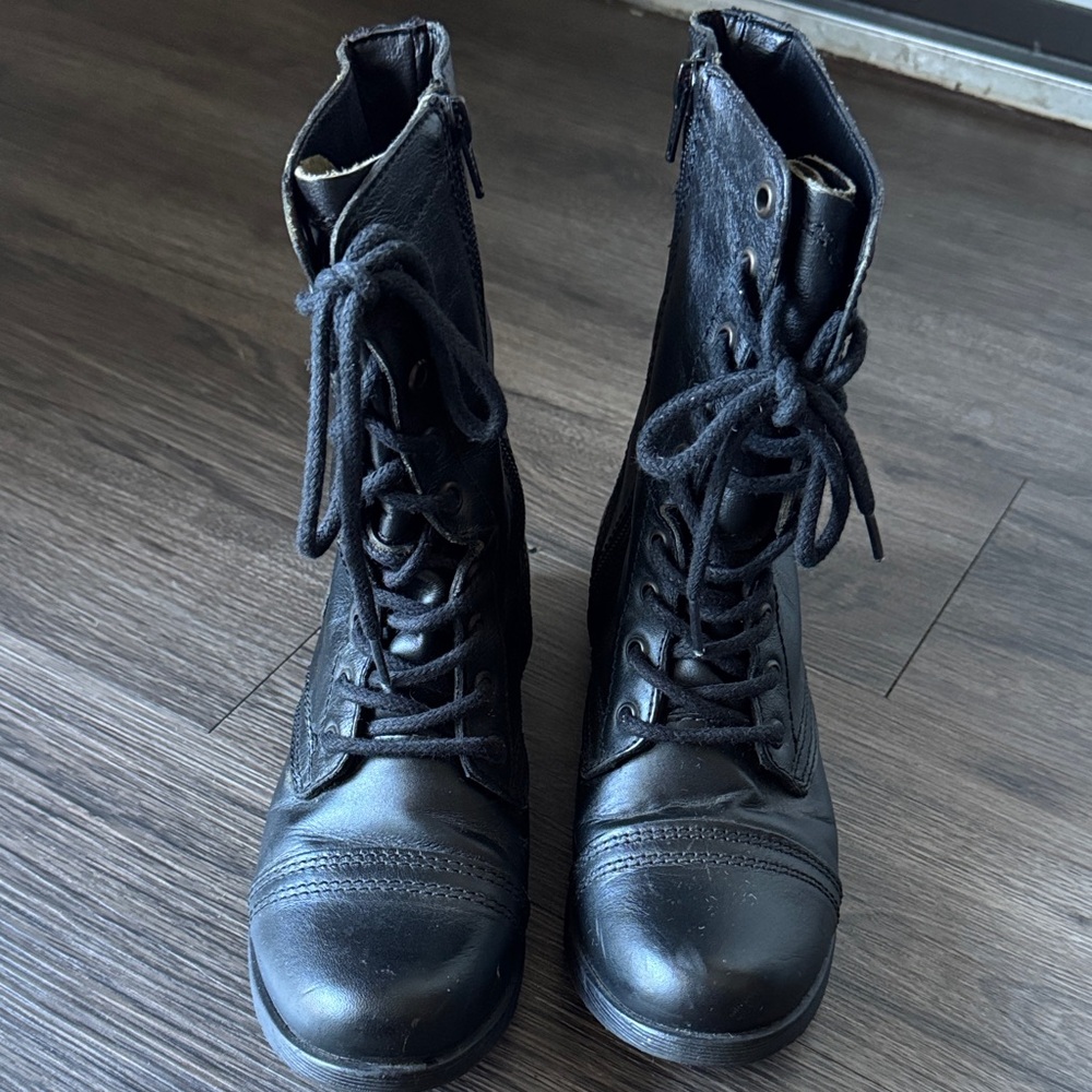 Steve Madden Black Combat Troopa Boots